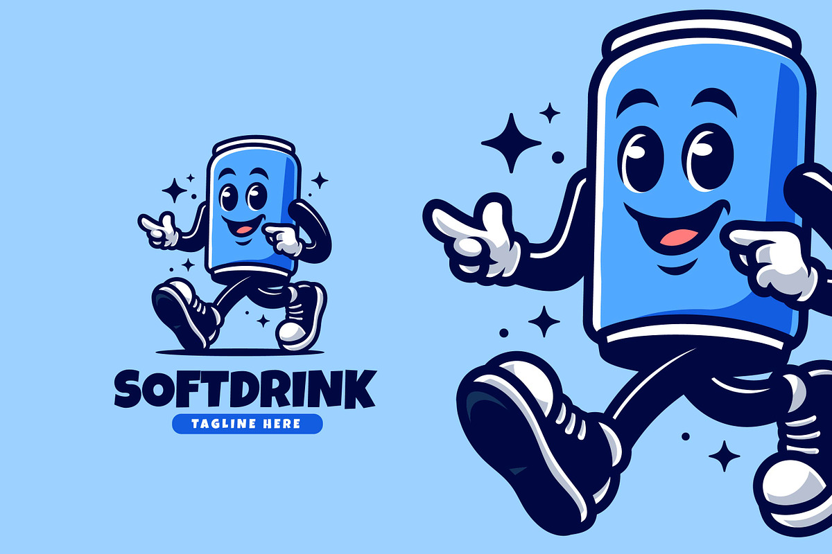 Soft Drink Retro Vintage Mascot Char, a Branding & Logo Template by Gumrega Studio