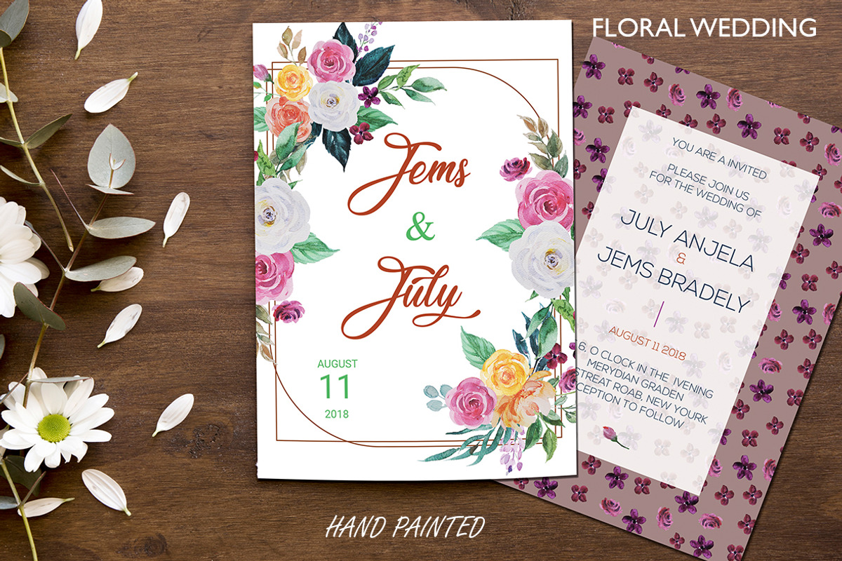 Wedding Watercolor Invitation card, an Illustration by Art Zooted (Photo 1 of 5)