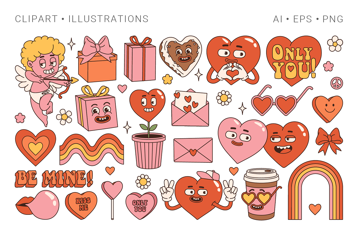 Groovy Valentine's Day, an Illustration by Martyshova (Photo 2 of 18)