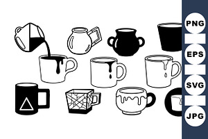 Coffee Mug SVG Clipart Set, an Illustration by designvectx