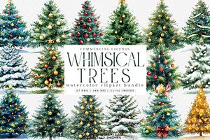 Whimsical Christmas Tree Clipart PNG, an Illustration by SinaCreation