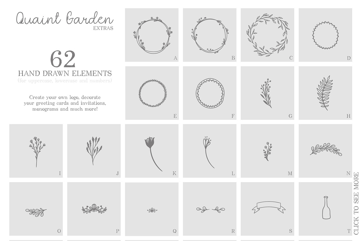 Quaint Garden Floral Font +EXTRAS preview 8