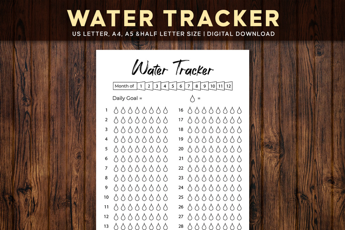 Water Tracker | Hydration Log, a Stationery Template by Graphicsnext
