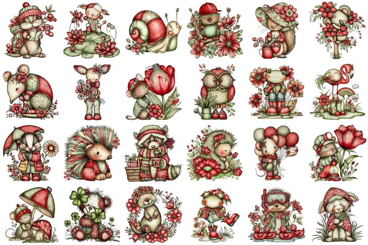 Quirky Spring Animals Clipart, an Illustration by designcity5 (Photo 2 of 5)