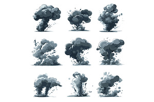 Splash of Smoke Flat Style Icons Set, an Object Illustration by LadadikArt