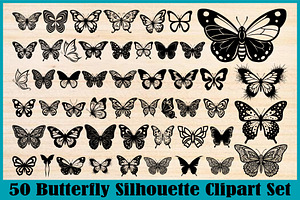 Butterfly Silhouette PNG Clipart Set, an Animal Illustration by Creativeshirt