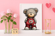 Whimsical Valentines Teddy Clipart, an Illustration by Canvas Craft (Thumbnail 5 of 6)
