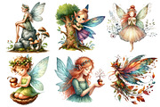 Forest Fairy Watercolor Clipart, an Illustration by Pixels.Craft (Thumbnail 3 of 7)