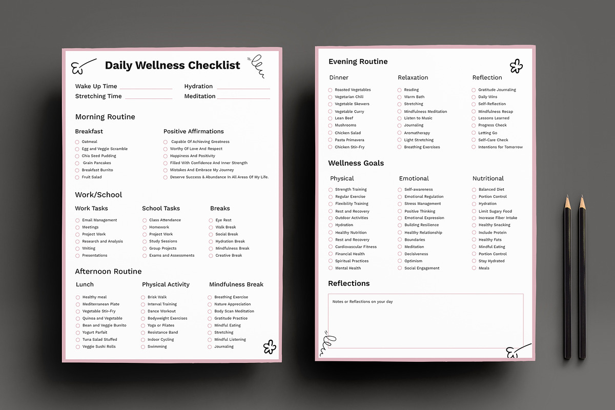 Daily Wellness Checklist Template, a Stationery Template by MightyDesign (Photo 1 of 8)