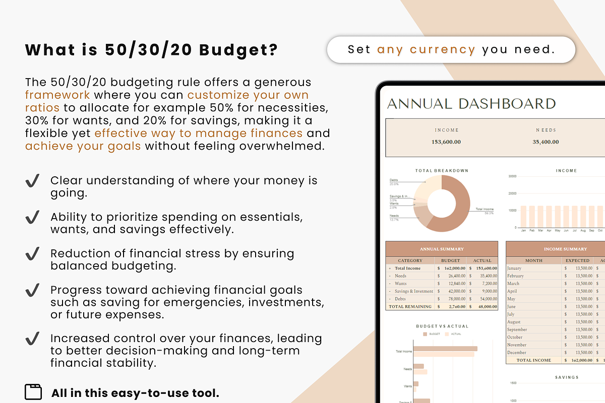 50 30 20 & 70 20 10 Budgeting Sheet, a Templates & Theme by MondaySpark (Photo 2 of 10)