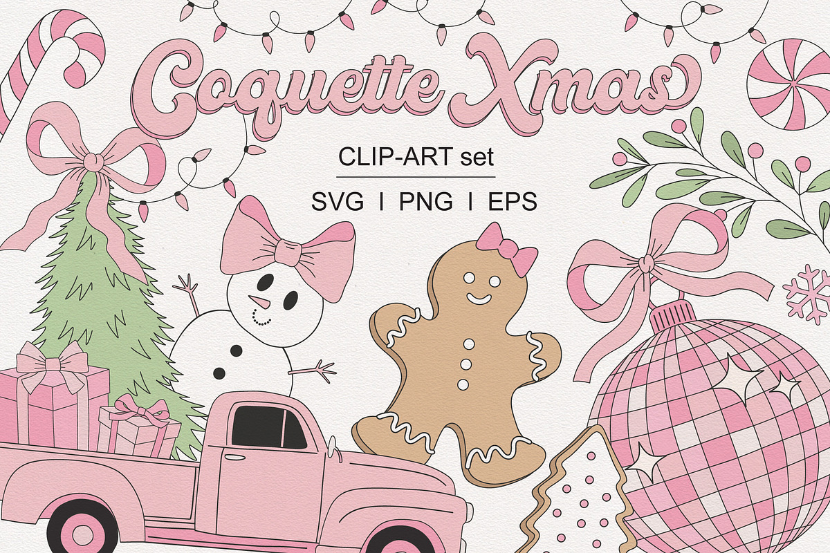Coquette Christmas clipart set, an Object Graphic by @olga.angelloz (Photo 1 of 2)
