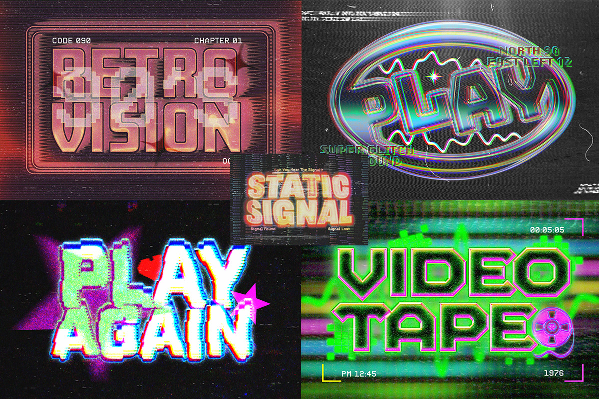 Retro VHS Glitch Text Effect, a Layer Style Add-On by Matsero (Photo 3 of 4)