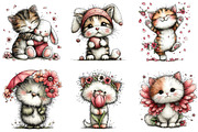 Whimsical Spring Cats Clipart, an Illustration by Dream Creation (Thumbnail 5 of 6)