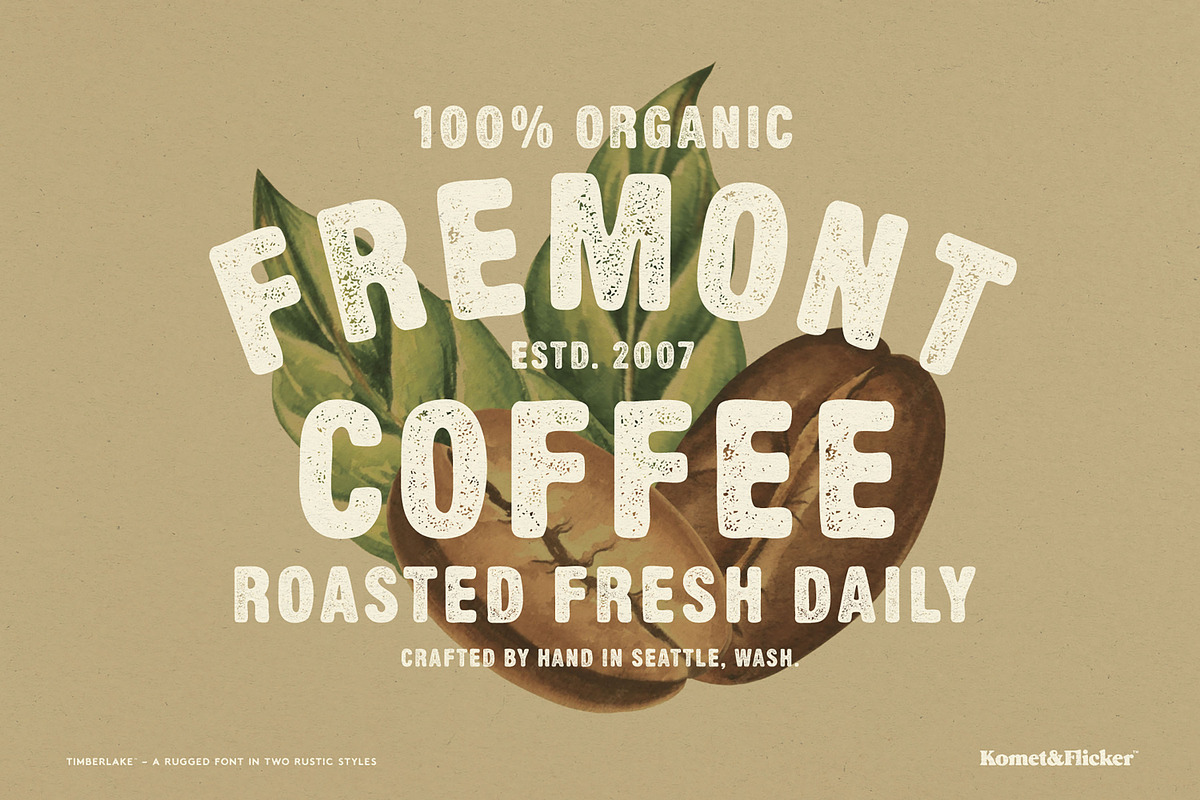 Timberlake - A Rustic & Rugged Font, a Sans Serif Font by Komet & Flicker (Photo 5 of 15)