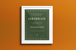 Green Yellow Art Deco Certificate, a Print Template by graphicook