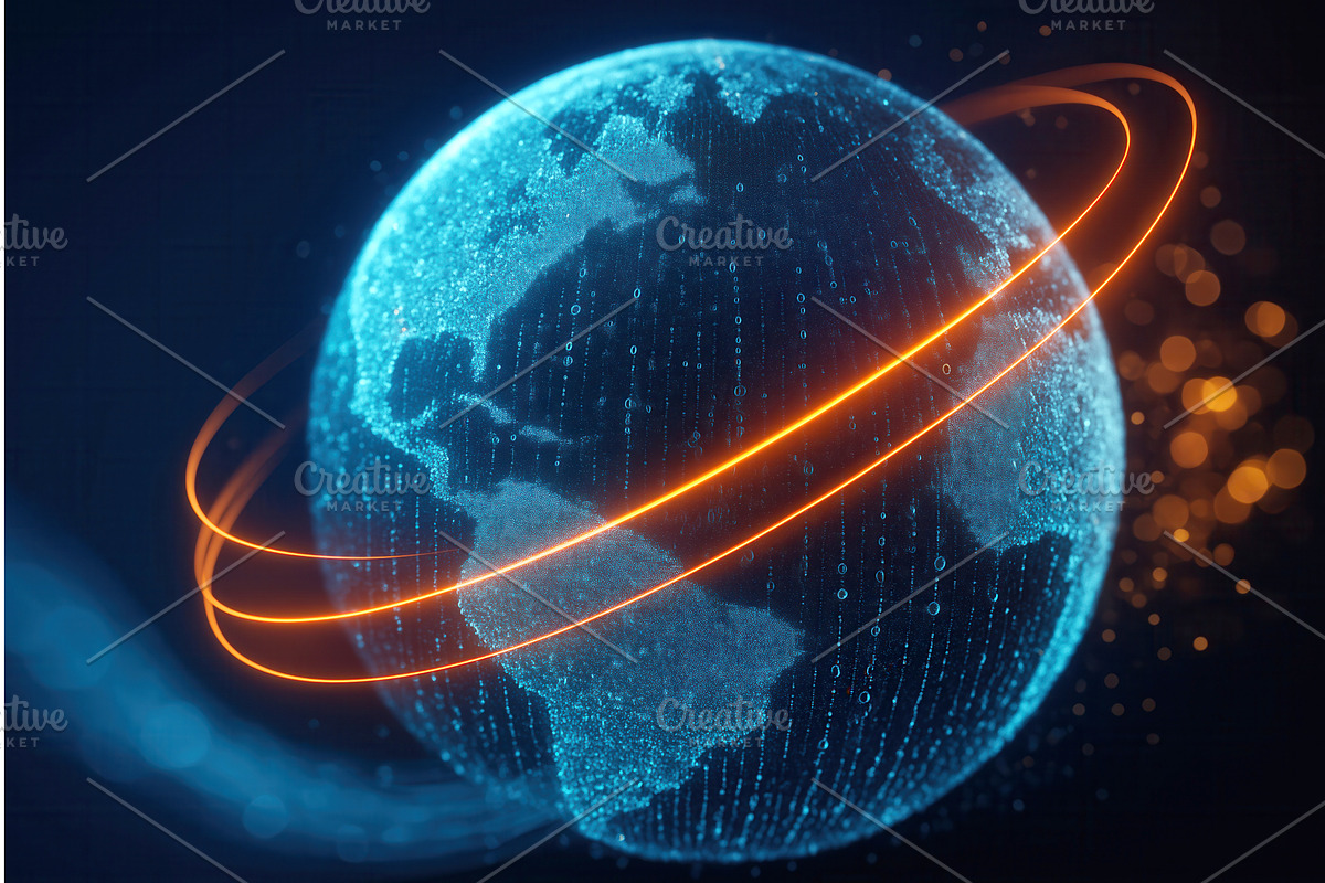 A digital representation of the, a Technology Illustration by Sergey Kotenev