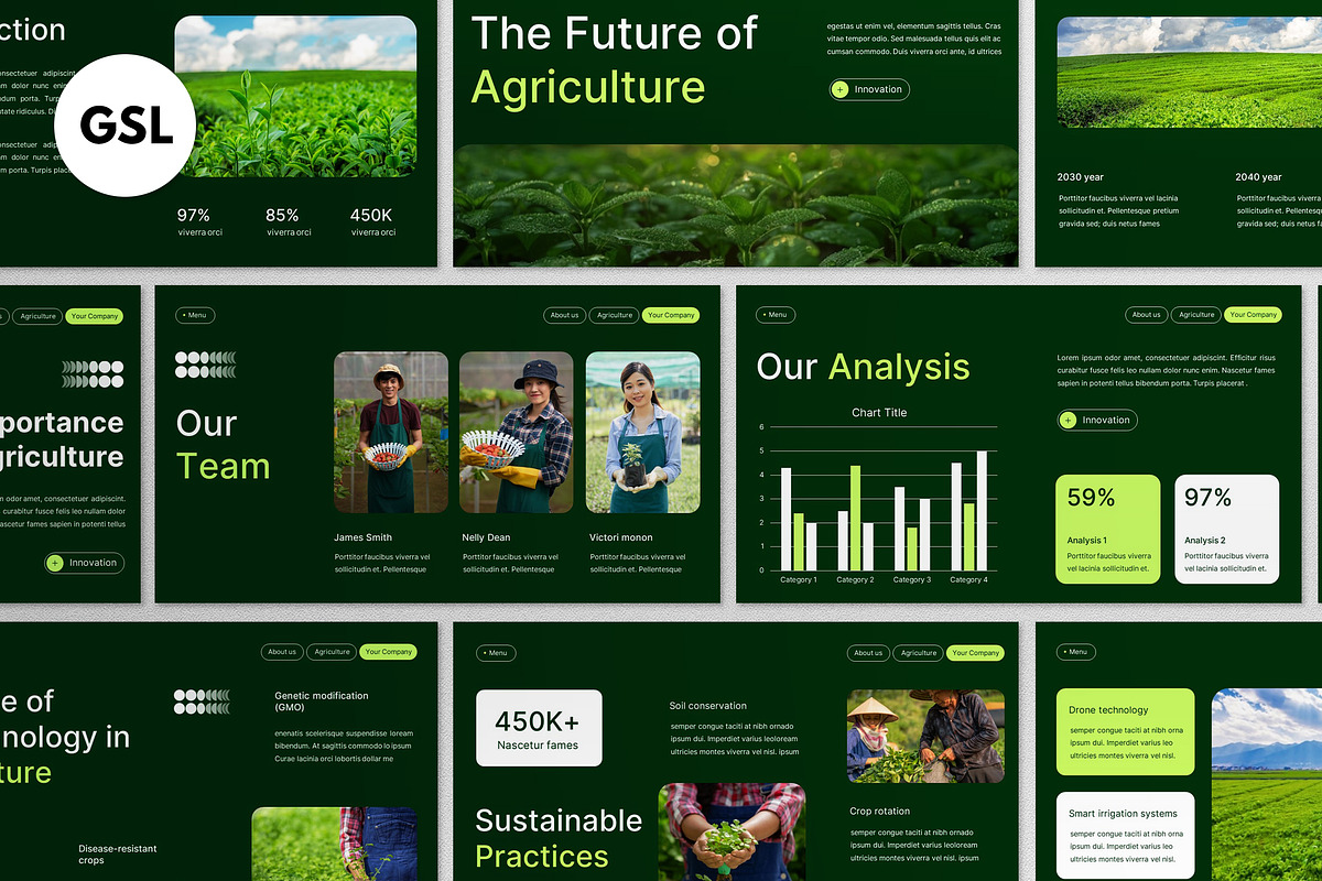 Green Agriculture Google Slide, a Presentation Template by graphicook (Photo 1 of 4)