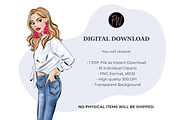 Fashion girls 49 clipart PNG, a Person Illustration by Parinaz Wadia Design (Thumbnail 9 of 10)