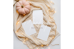 Autumn 3 Cards Mockup Pumpkin, a Product Mockup by TatiMockup