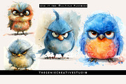 Fluffy Grumpy Bird PNG Clipart Set, an Animal Illustration by Geniecreativestudio (Thumbnail 6 of 9)