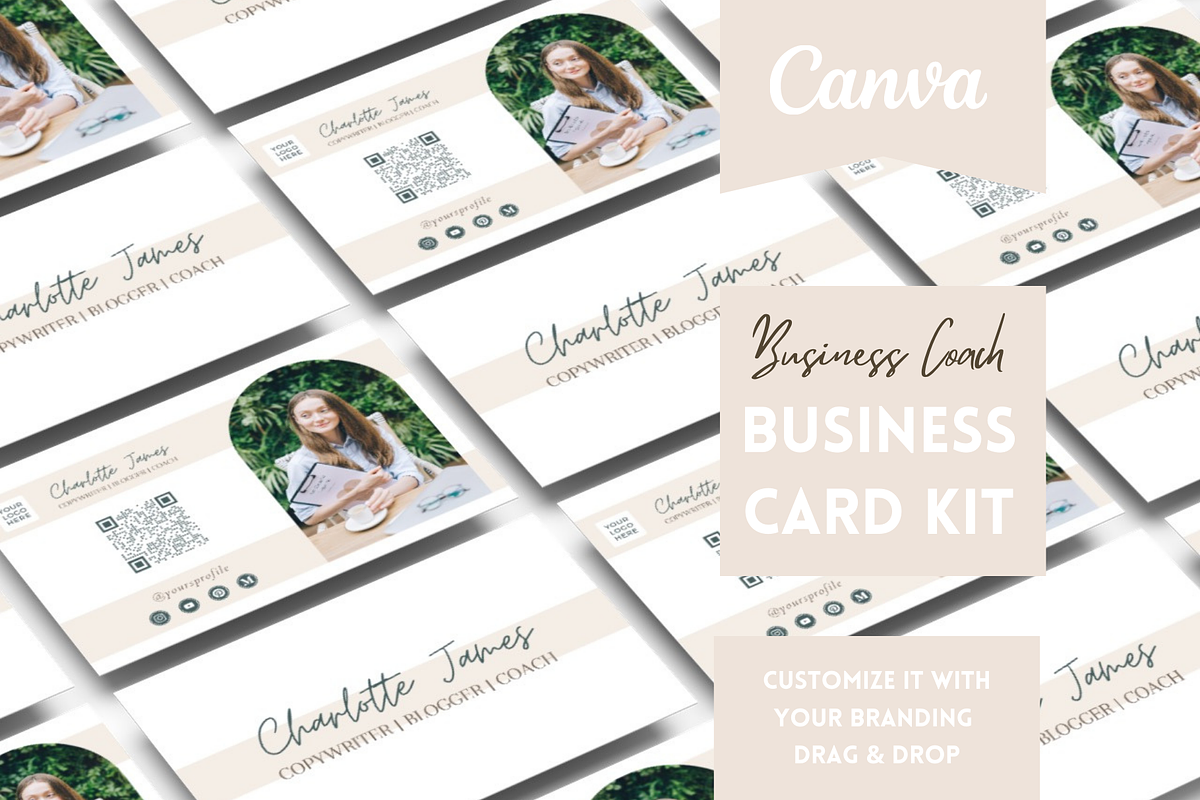 Coach Business Card Canva Template, a Business Card Template by Golden Horizons Studio (Photo 1 of 10)
