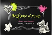 Halftone Chrome Frames & Elements, a Decorative Illustration by Bielousova Art (Thumbnail 1 of 5)