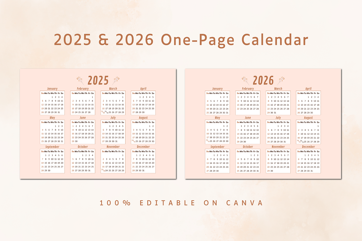 2025 CALENDAR CANVA TEMPLATE, a Stationery Template by The Little Lily Studio (Photo 2 of 5)