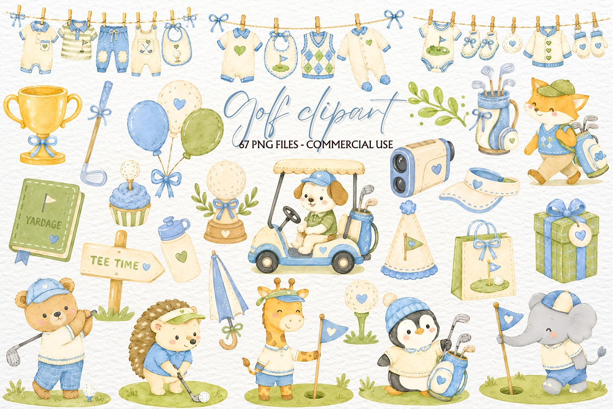 Golf Baby Shower Clipart PNG Animals, a Sport Illustration by SugarCloudStudioArt (Photo 1 of 9)