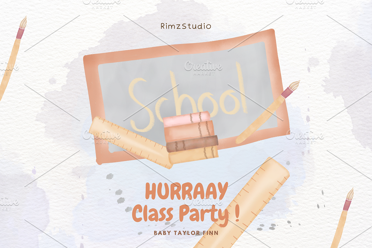 Watercolor Back to School Clipart, an Illustration by RimzStudio (Photo 2 of 5)