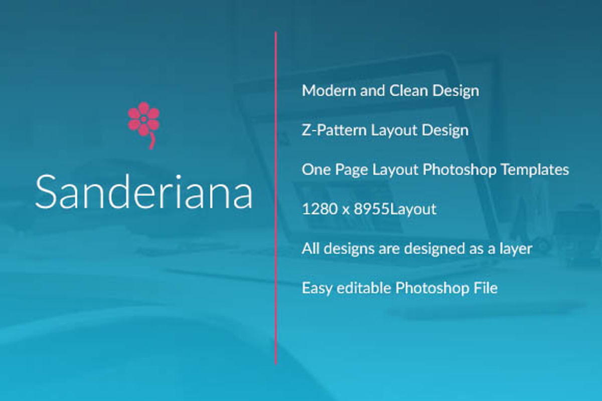 Sanderiana One-Page Portfolio - PSD, a Landing Page Template by Radian (Photo 1 of 2)