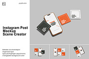 Instagram Post Mockup(Scene Creator), an iPhone Mockup by Graphiculon (Thumbnail 1 of 11)