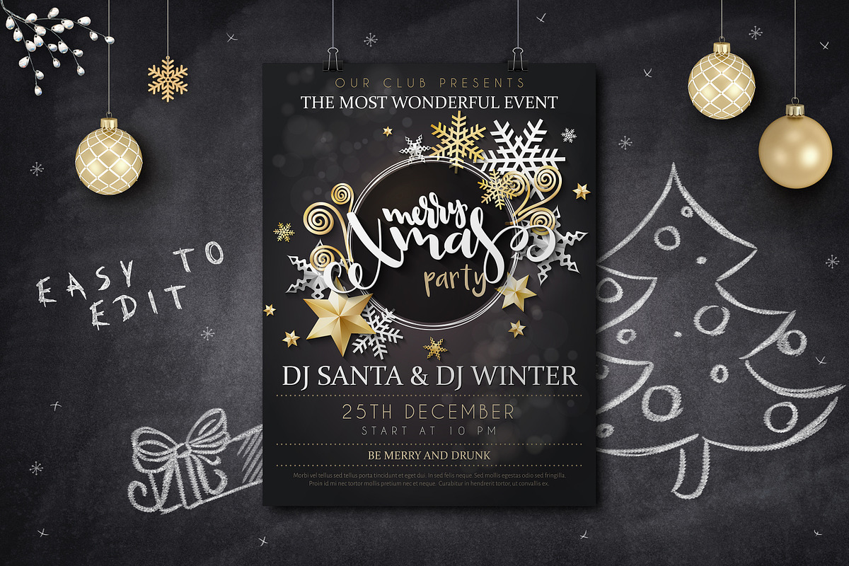 Fairy Christmas lettering posters, a Flyer Template by catary art (Photo 3 of 3)