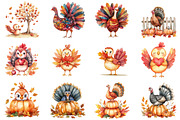 Autumn Cute Turkey Clipart, an Illustration by CitraGraphics (Thumbnail 2 of 6)