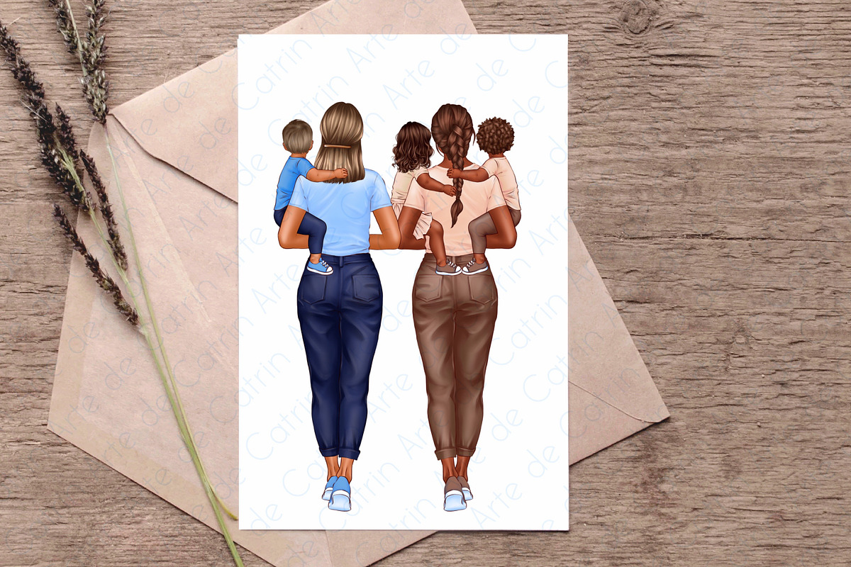 Best Mom Clipart, Mom with babies, a Person Illustration by ArtedeCatrin (Photo 10 of 10)