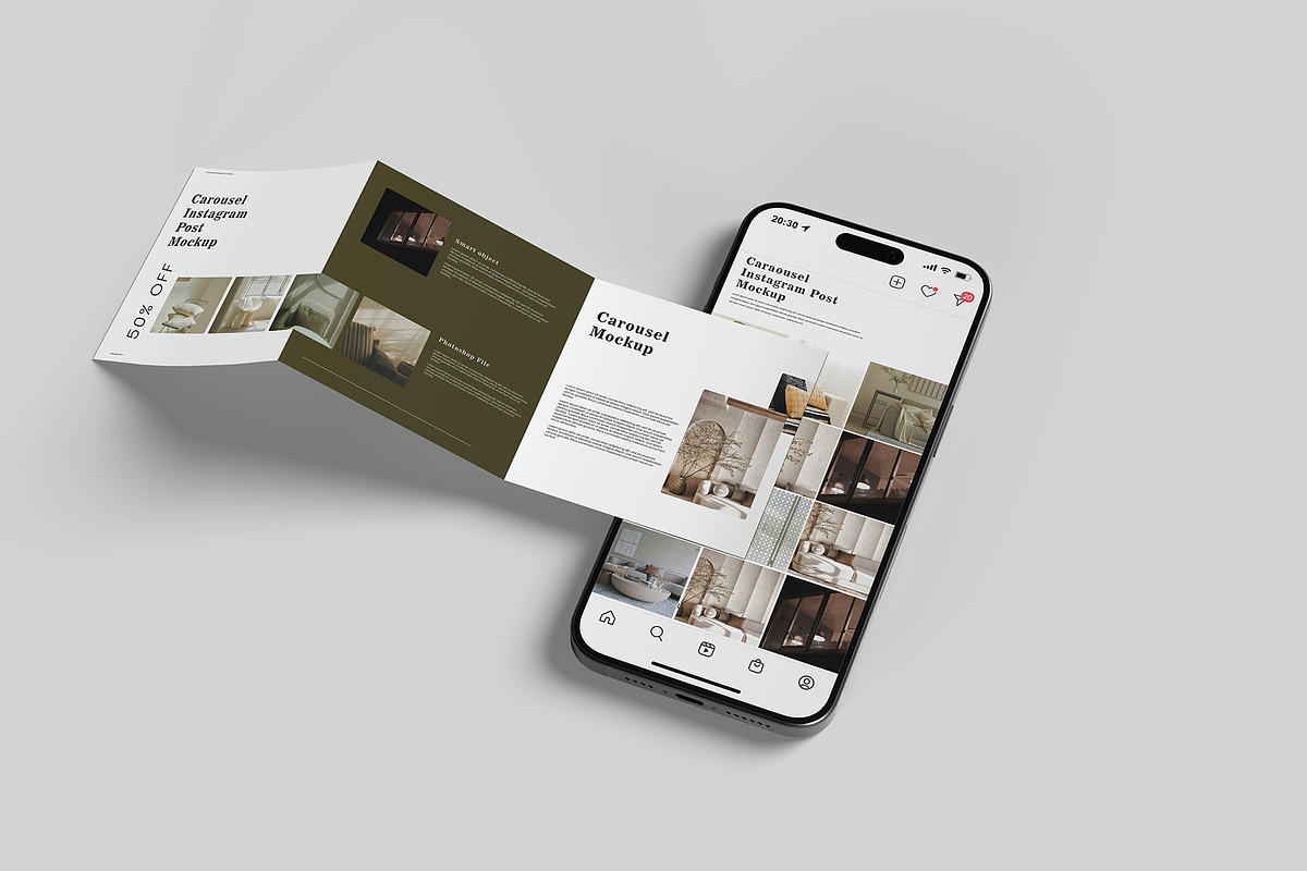 Carousel instagram post mockup, an iPhone Mockup by Graphicbars (Photo 11 of 13)