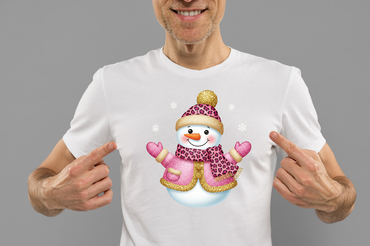 Pink Leopard Snowman Glitter Png, an Illustration by Designworld (Photo 3 of 5)