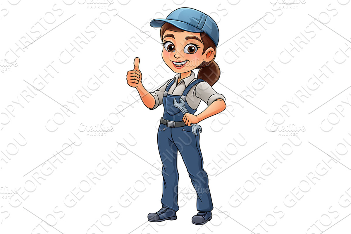 Woman Female Spanner Wrench Mechanic, a Person Illustration by Christos Georghiou