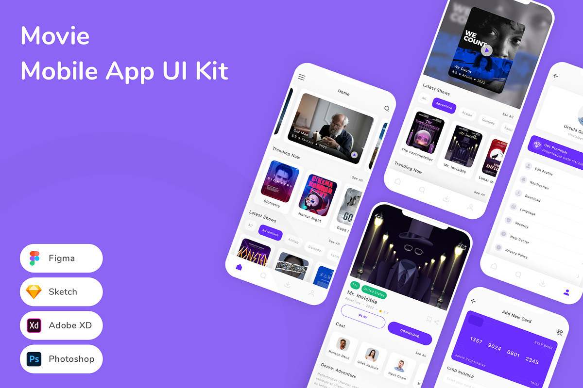 Movie Mobile App UI Kit, an UI Kit Template by Betush