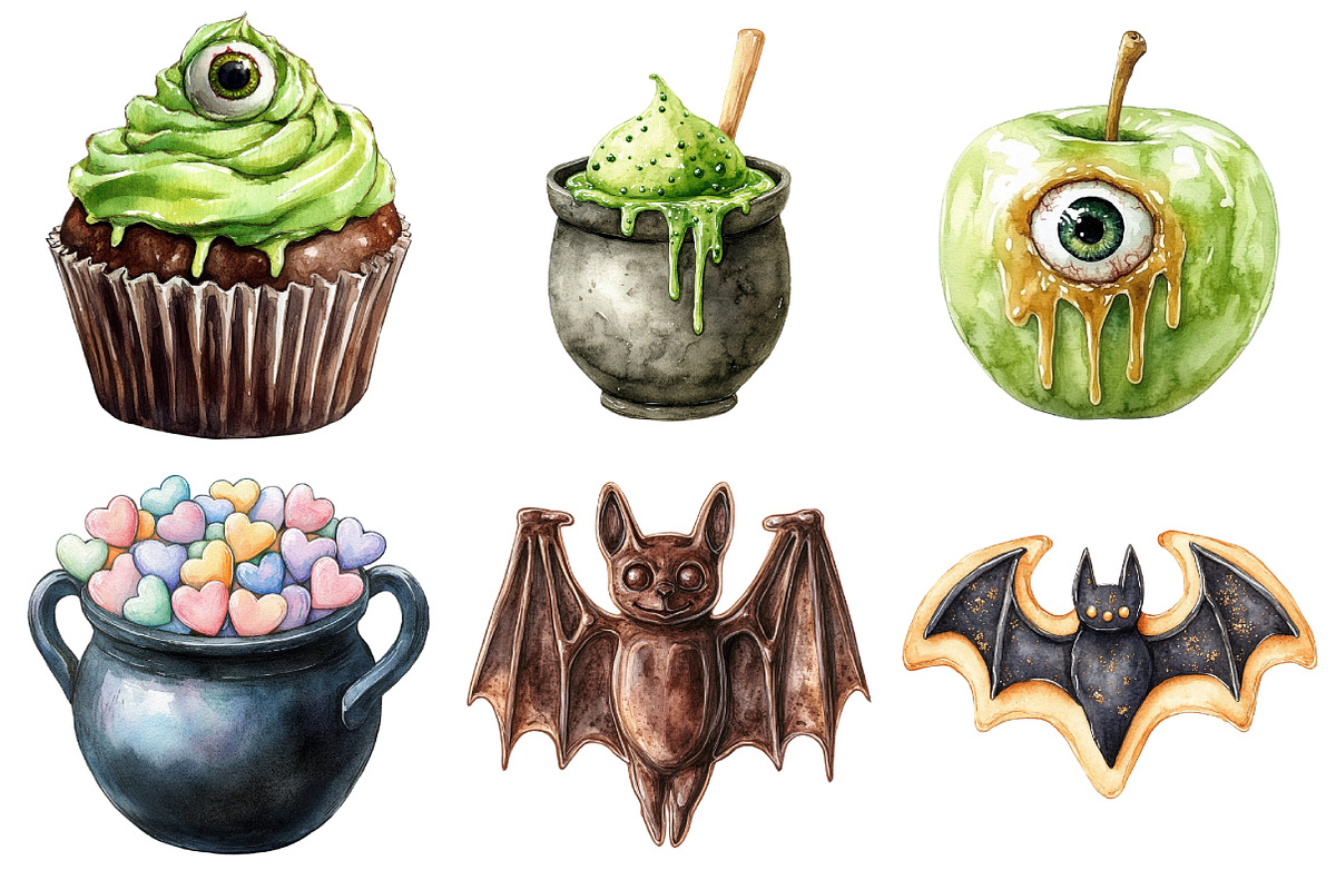 Watercolor Halloween Sweets Clipart, an Illustration by Daily.Designs (Photo 4 of 5)