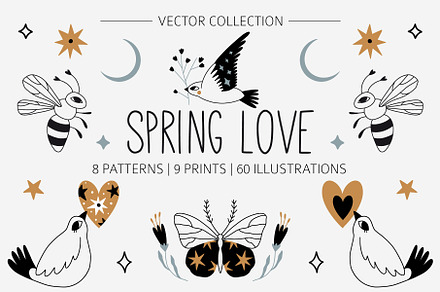 SPRING LOVE vector patterns, element