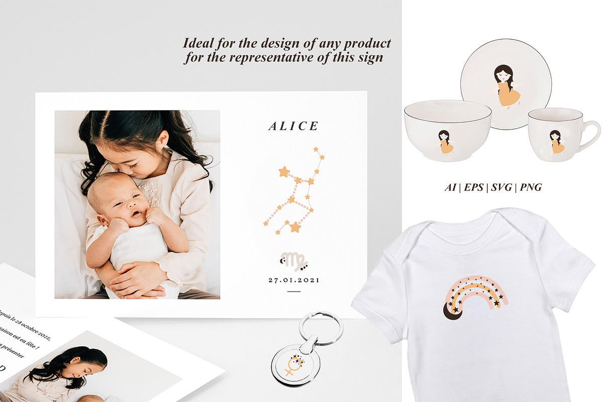 VIRGO Baby, Zodiac sign clipart, an Object Graphic by DysenkaArt (Photo 2 of 3)