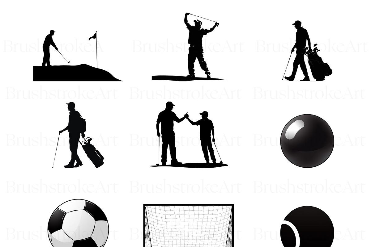 Sports Silhouette Clipart, Football, a Sport Illustration by BrushstrokeArtGB (Photo 5 of 9)