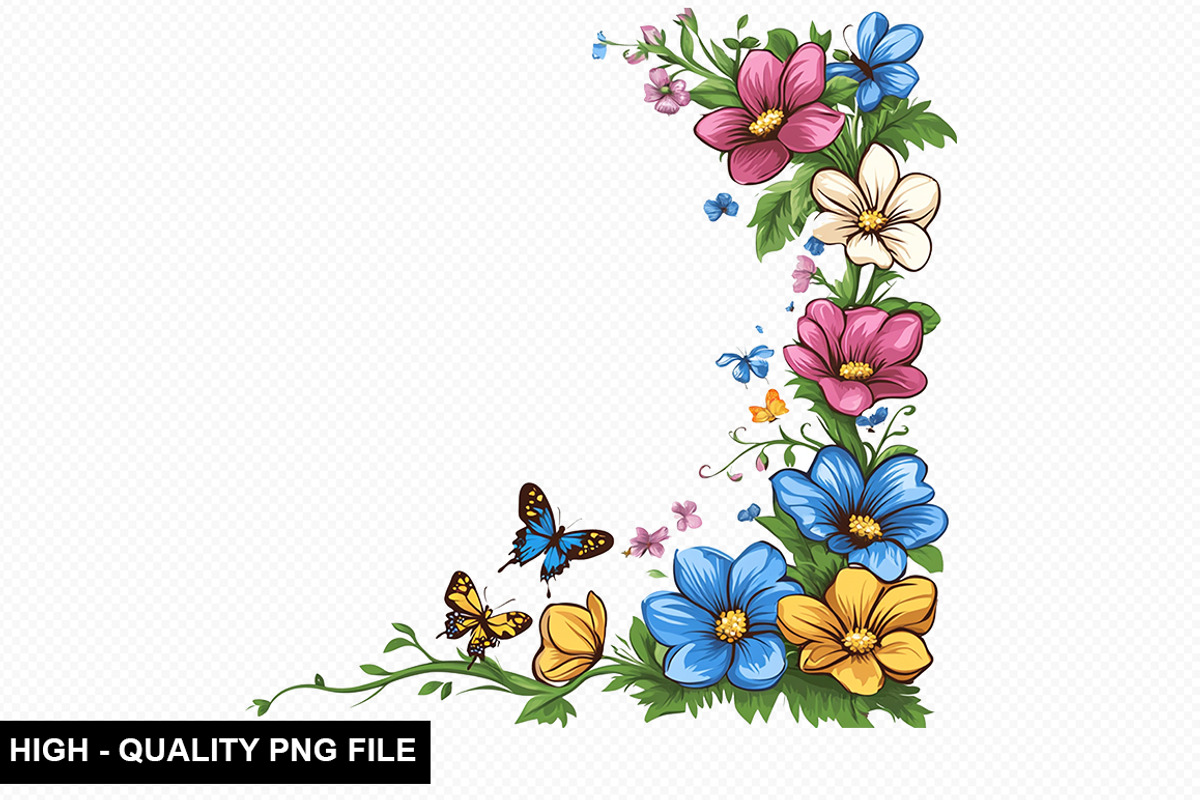Spring Flower Border Clipart Bundle, an Illustration by crative8112 (Photo 7 of 10)