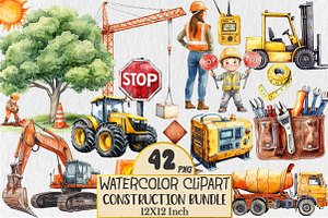 Construction Clipart Bundle, a Transportation Illustration by Rose Art