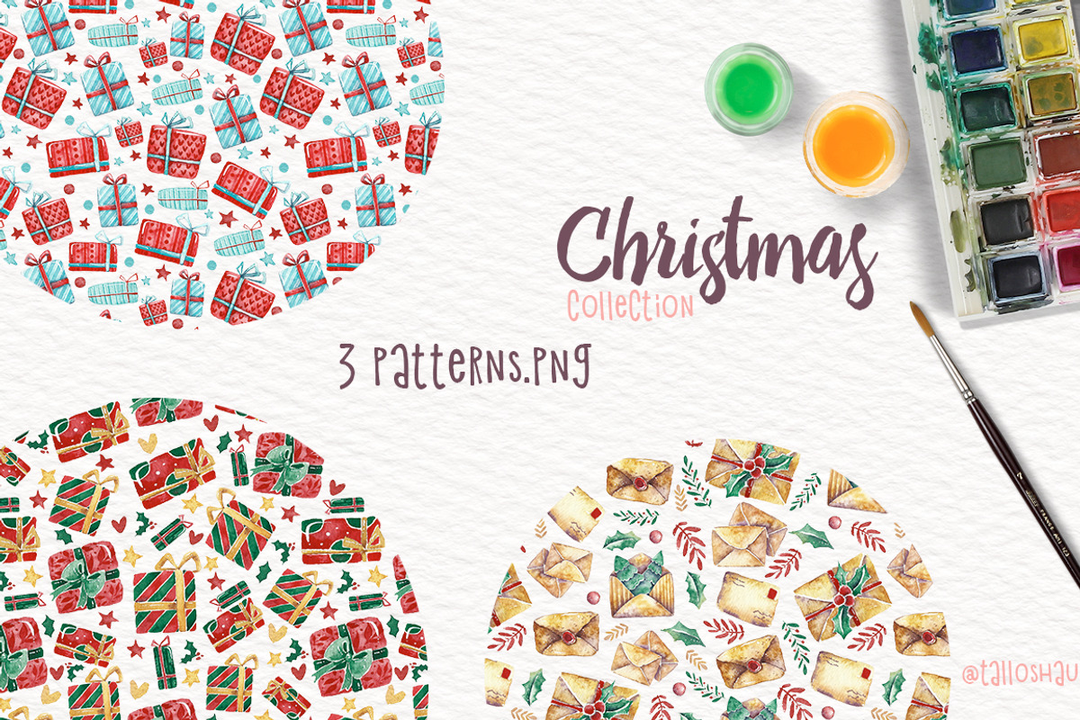 Watercolor Christmas pigs, an Animal Illustration by talloshau's illustrations (Photo 3 of 5)