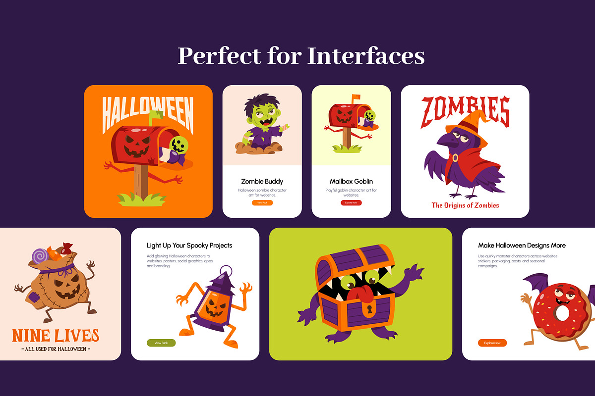 50 Halloween Character Illustrations, a Seasonal Illustration by Prosymbols (Photo 6 of 9)