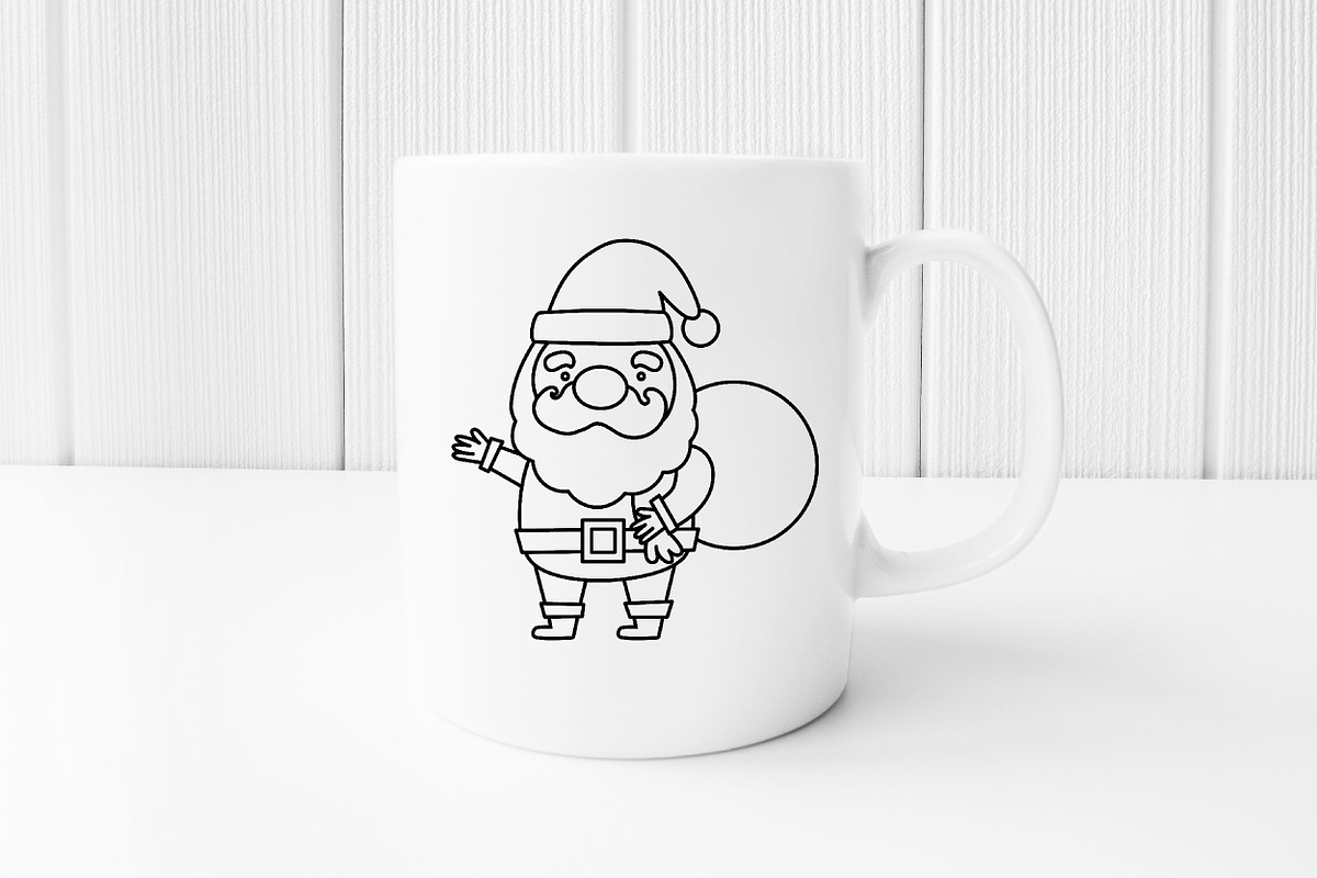 Santa & Elf Outline Clipart, a Decorative Illustration by Noey smiley (Photo 5 of 6)
