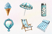 1950s Style Beach Day Clipart, an Illustration by CreationArt (Thumbnail 5 of 5)