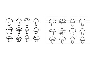 Various hand-drawn mushroom, an Illustration by ZinetroN