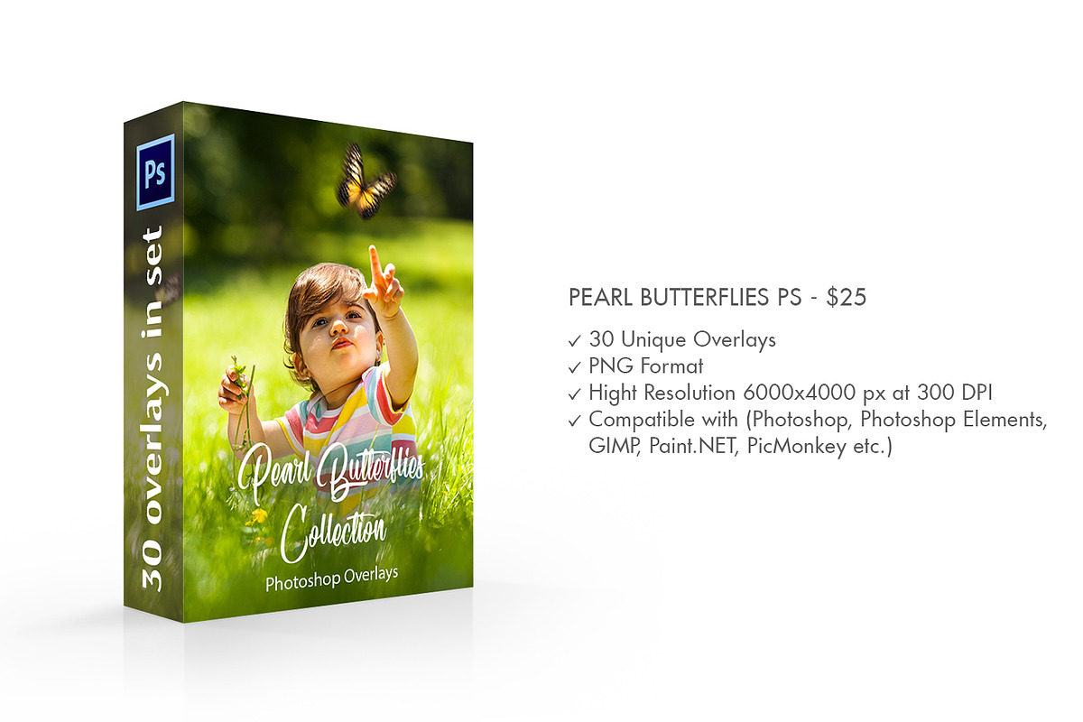 Pearl Butterflies Photoshop Overlays, a Plug-in Add-On by FixThePhoto (Photo 2 of 34)